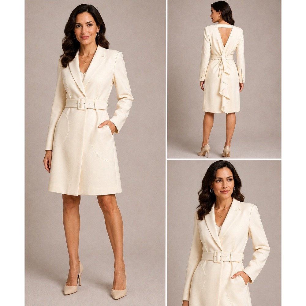 Jonathan Simkhai Blazer Dress Womens 8 Ivory New Wendy Cutout Belted Mini